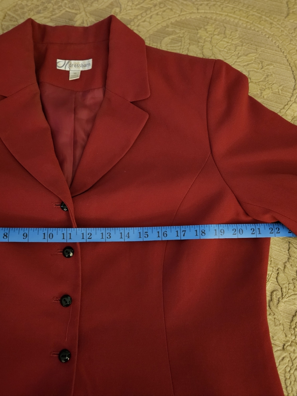 Dress Barn Red Skirt Set - Classic Tailored Jacket & Ruffle Hem Skirt - Picture 5 of 14